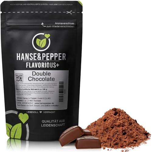 100g Hanse&Pepper Flavorious+ Geschmackspulver Double Chocolate – ohne Zucker, low carb – Schokopulver für Quark, Joghurt, Shakes, Kuchen & Desserts – ohne künstliche Süßstoffe, echte Zutaten
