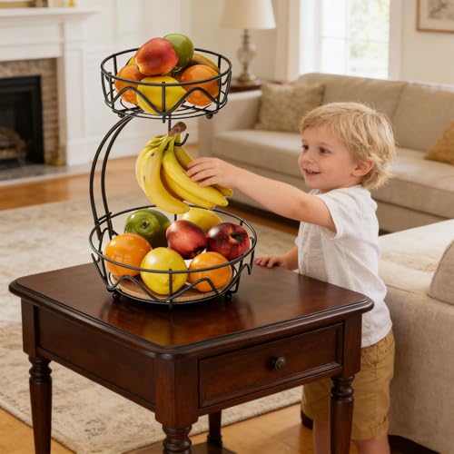 Corbeille à fruits en fer double niveau pour petits espaces - 7