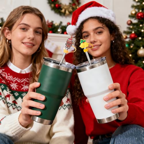 غطاء شفاطة 2025، تقويم عيد الميلاد المجيء 2025، هدايا 24 يوم من المفاجآت مع اغطية علوية من القش بطابع الكريسماس 10 ملم للكوب 30 اونصة 40 اونصة للبالغين والنساء والاطفال والمراهقين والبنات والاولاد