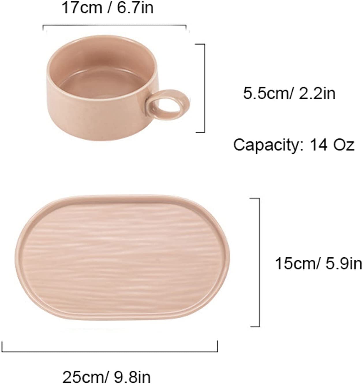 Miska na płatki, miska na zupę, miska na herbatę, 14 uncji miski na zupę Kubek na zupę z uchwytami, ceramiczny zestaw talerzy śniadaniowych na śniadanie Zupa kanapkowa Kawa Miski do serwowania płatków
