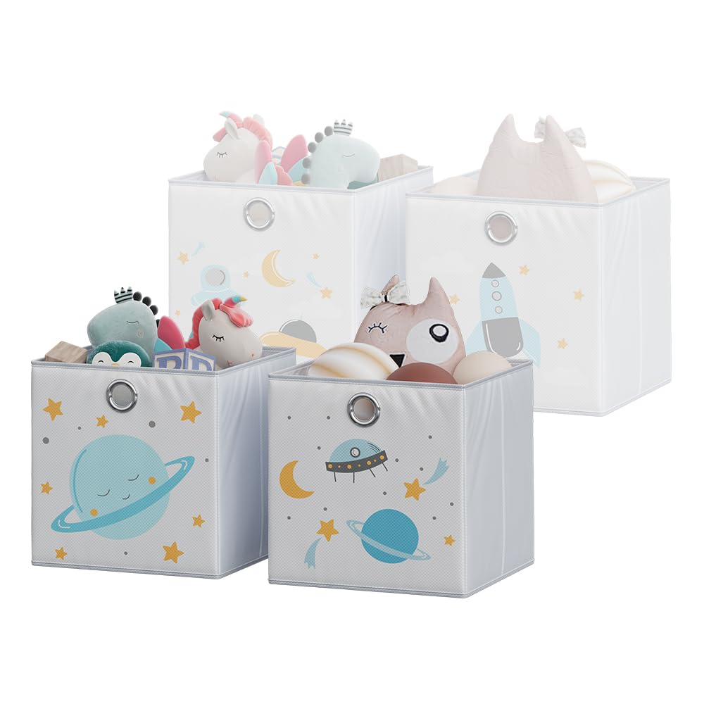 Vicco Boîte pliante, Gris (espace), 30x30cm (motif univers), avec œillet pour un retrait facile et motifs adaptés aux enfants