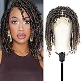 sedittyhair Short Bob Dreadlocks Square Knotless Braided Wigs Locs Crochet Natural Braided Hair Artificial Wig for Black Women with Baby Hair 14 Inches 1B/30 Color