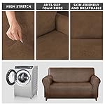 molasofa Loveseat Covers - Couch Cover for Leather Couches, Soft and Washable Loveseat Covers with Leather-Like Quality. Non-Pilling, Non-Slip 1-Piece Couch Cover for Pets and Kids (Dark Brown) - Image 5