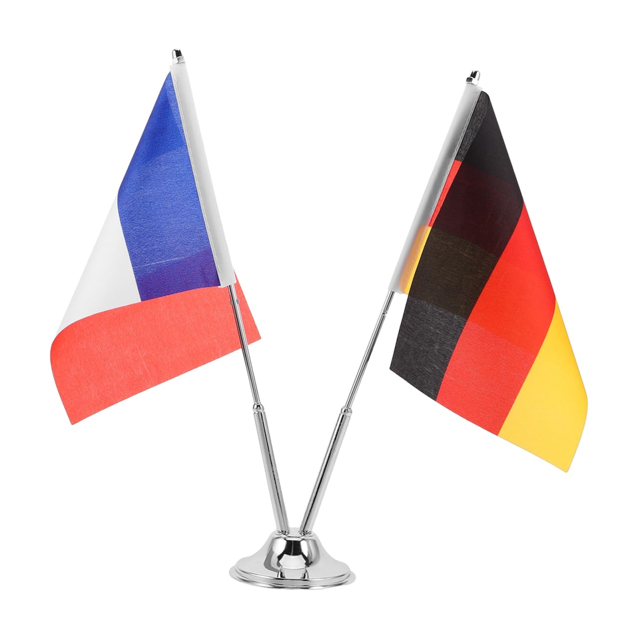 Healeved Tischflaggen Set Deutschland & Frankreich Mit Edelstahl FlaggenstäNder Kleine Tischflagge FüR BüRo Konferenzen Und Besprechungen Schreibtischdekoration