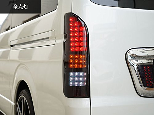 ハイエース レジアスエース LED スモークレンズ テールランプ Amazon | 200系 ハーフブラック スモークレンズ ハイエース