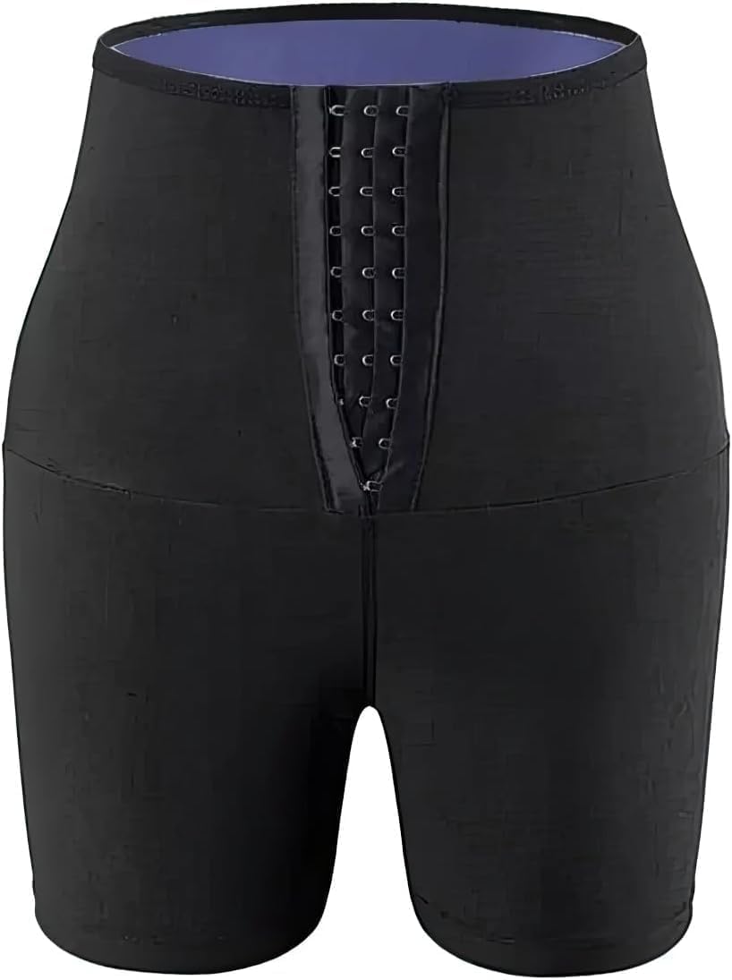 Shorts Feminino Modelador Sauna Neoprene Cintura Alta com Fecho de Gancho Efeito Térmico para Exercícios (G/GG)