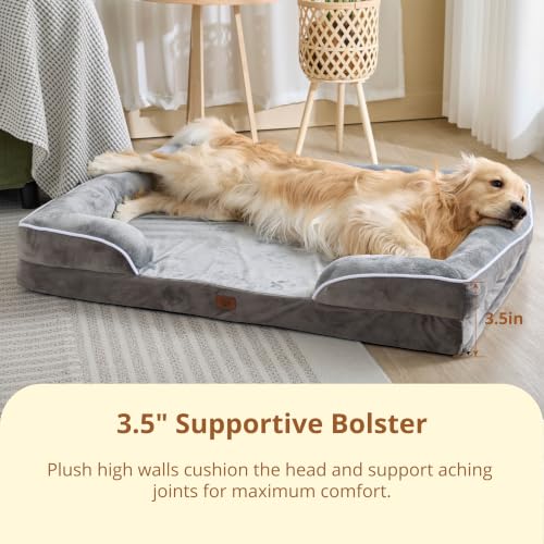 Image of EGOHOME Orthopedic Medium Dog Bed, Waterproof Washable L Pet Bed 35 inch | Egg-Crate Gel Memory Foam Dog Couch Pet Sofa with Removable Washable Cover, Non-Slip Bottom, CertiPUR-US, Grey