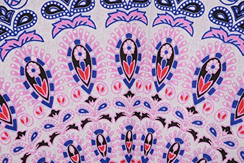 Twin Peacock Feathers Mandala Tapestries Wall Art, Pink Bedding, Bohemian Indian Tapestry Wall Hanging By Trade Star Exports #TOP2