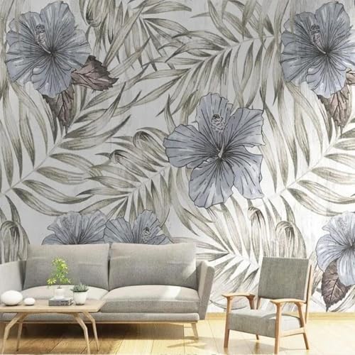 Tzxztt Creativo Vintage Botánico Hojas Flores Papel Pintado 3D Seda Texturizada Primera Calidad Neutros Material Ideal Para SalóN Dormitorio-200cm×140cm