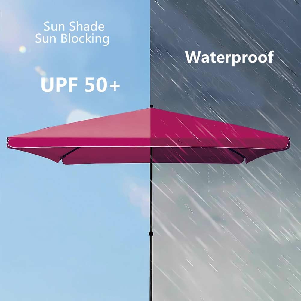 Kwadratowy parasol tarasowy na zewnątrz, z regulacją wysokości, wodoodporny UPF 50+, 4 solidne żebra do ogrodu, basenu, tarasu