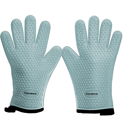 Comparison: Best Pampered Chef Silicone Gloves 10 KITCHEN PERFECTION Silicone Smoker Oven Gloves For Women -Extreme Heat Resistant BBQ Gloves -Handle Hot Food Right on Your Smoker Grill Fryer|Waterproof Oven Mitts Grill Gloves |Superior Set+3 Bonuses