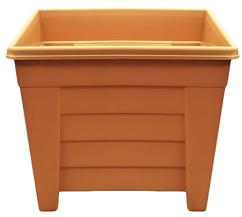 Optimal Products Long Trough/Oval/Square Plant Pot Plastic Planter Indoor Home Outdoor Garden Window Herb Flower Box (1, 27cm Square Planter Terracotta)