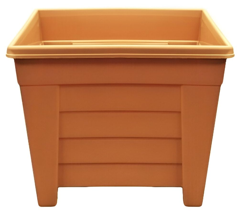 Optimal Products Long Trough/Oval/Square Plant Pot Plastic Planter Indoor Home Outdoor Garden Window Herb Flower Box (1, 27cm Square Planter Terracotta) — image 1