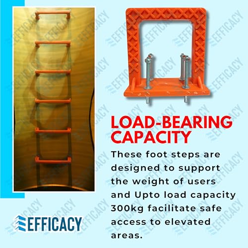 Image of Efficacy PVC Rungs Water Tank Step Slump Step PVC Foot Step MS Rod 12 mm Length 165 mm Width 170 mm Thickness 25 mm for Construction Sites,Swimming Pools, Over Head, Underground Water Tank 3 Nos