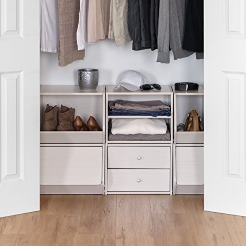 Image of IRIS USA, Inc. 3-Shelves Modular Wood Stacking Storage Box, for Office Closet and Nightstand, Easy Assembly, Customizable, Stacking Storage Boxes, White