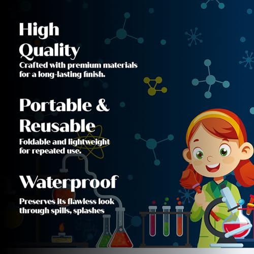 Image of Just Party Science Theme Birthday Backdrop | Colourful STEM Decoration Cloth Curtain for Boys & Girls | For Decoration