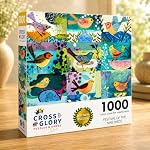 Cross & Glory - Festival of The Nine Birds - 1000 Piece Jigsaw Puzzle | Colourful Collage of Individual Bird Artwork | Vibrant and Unique | Superb Gift for Bird Enthusiasts