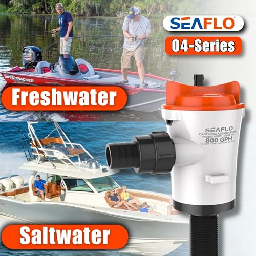 image for SEAFLO 04 Series 800 GPH Baitwell/Livewell Aerator Pump with Straight 