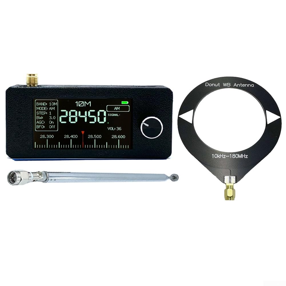 DAZZLEEX Radio SI4732 de tamaño de bolsillo, 9.9 K-108 MHz, pantalla a color IPS de alta definición, antena de bucle portátil, radio digital, AM FM LSB, modos USB (negro)