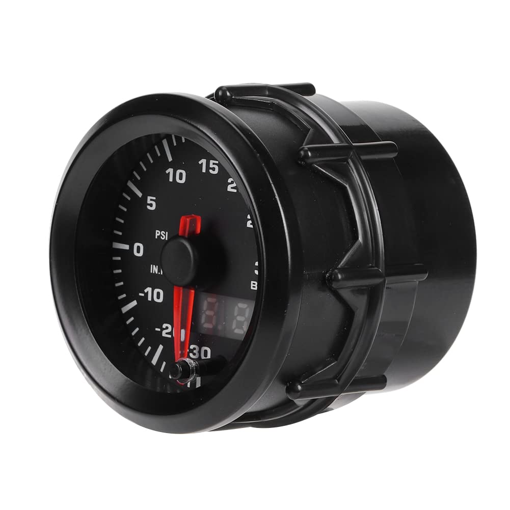 Tbest Wskaźnik Turbo Boost 52 Mm Uniwersalny Samochodowy Przyrząd Samochodowy z Wyświetlaczem LED, Miernik Wysokiego Ciśnienia do Monitorowania Wydajności Silnika, Kompatybilny z większością Pojazdów