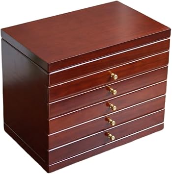 Wooden Jewelry Box Large Jewelry Accessories Storage Container Jewelry Box 6 Tiers Storage Box Wooden Retro Storage Multifunctional Large Capacity Storage Cabinet Organizer Jewelry Drawer