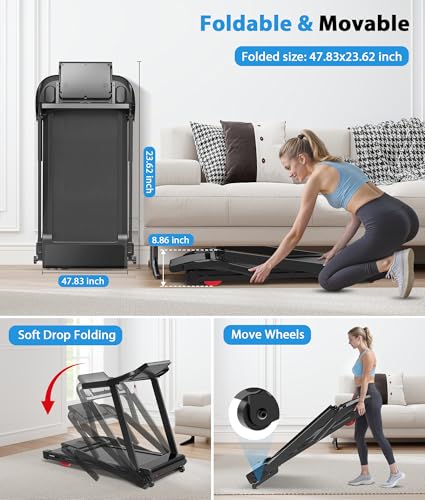 Image of CIIHI Treadmill with 18% Auto Incline - 350 LBS Capacity Foldable Treadmill with Incline and App - Walking Running Machine for Home