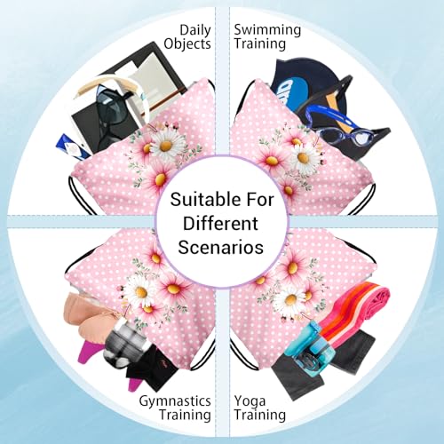 Image of Daisy Flower Gymnastics Grip Bag Gymnast Waterproof Pink Gym String Bag for Women Grips