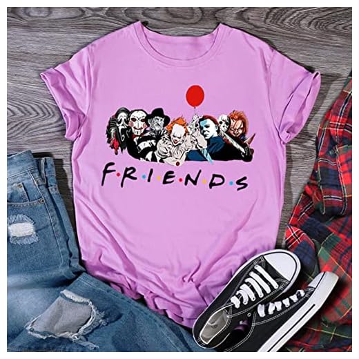 Skräck Friends Halloween T-shirt Kvinnliga Vänner Tv-program Kvinnor Casual Kortärmad Mode 90-tal Anime T-shirt Topp Tees-lila,XXXL