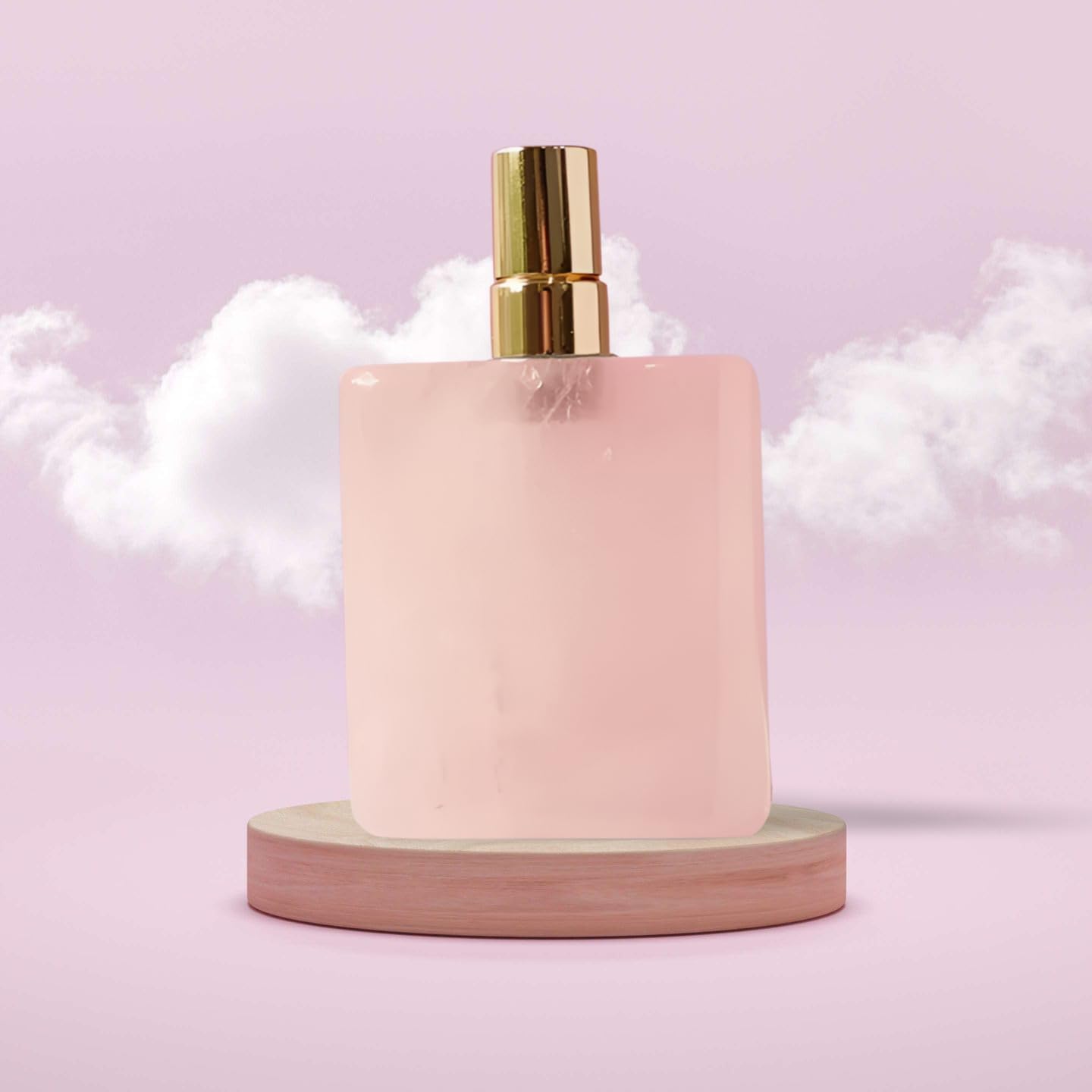 Refillable Perfume Bottle - Healing Crystal - Polished Natural Gemstone - Travel Size (Rose Quartz, Square)