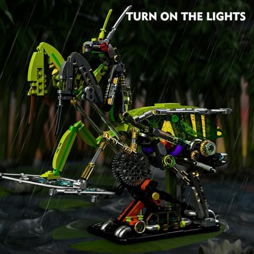 Image of SKY LINE OCEAN Mechanical Mantis Building Set - 999+ PCS Light-Up Insect Model Kit, Articulated STEM Animal Construction Toy, Display Collectible Gift for Kids Teens & Adults
