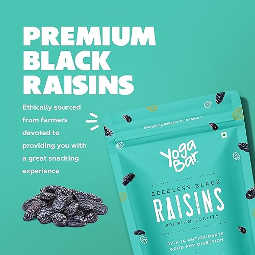 Image of YogaBar Premium Black Raisins 1kg | Kishmish | Munakka Dry Fruit|Source of Fibre