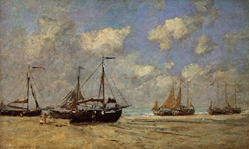 DTAUPREB Pintura al óleo para adultos y niños, barcos en la orilla, Eugene Boudin, pintura por números, dibujo en lienzo, decoración artística