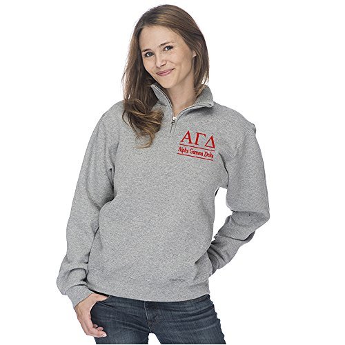 Alpha Gamma Delta Quarter Zip Pullover Sweatshirt - Alpha Gam Sorority Cadet Collar Sweater - AGD Gifts