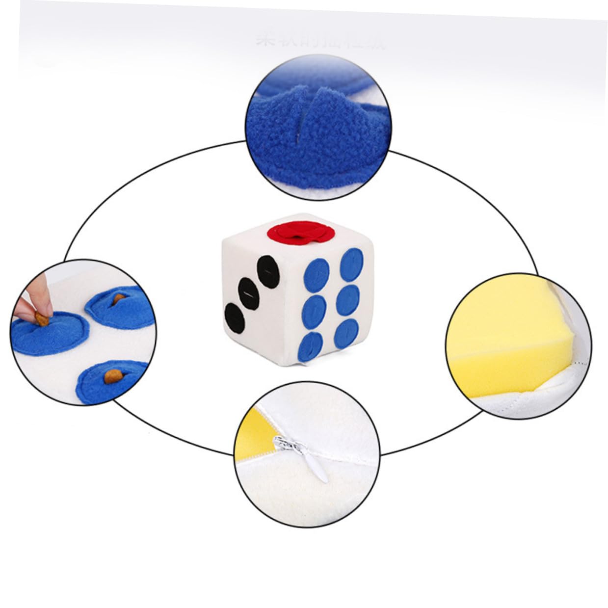 Giocattolo Facile da Pulire a Forma di Dado per Cani in Peluche Bianco e Gioco Interattivo Morbido e Creativo per L'addestramento in Casa
