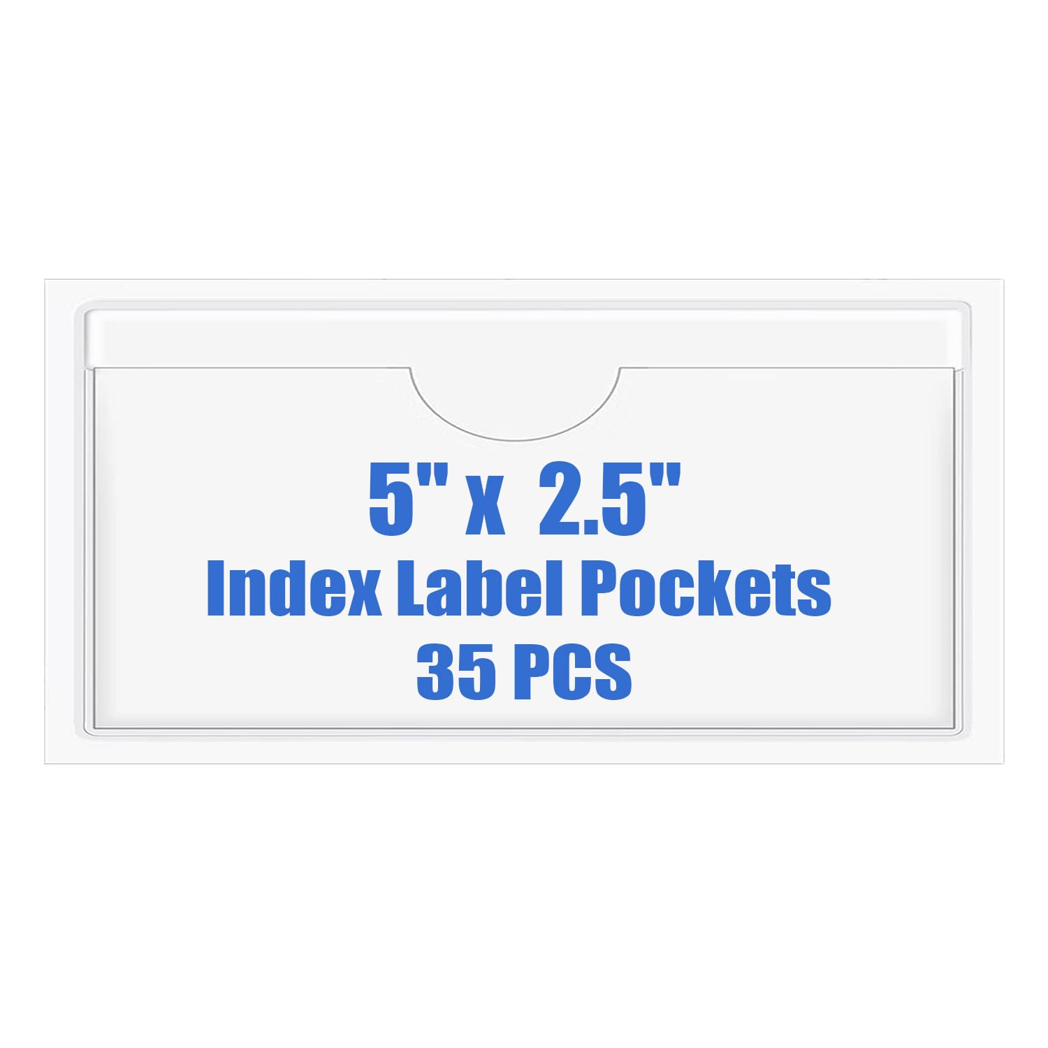 Origin-Joy 35 PCS Self Adhesive Index Card Pockets with Top Open, Clear Plastic Label Holder for Cards of Note, Library and Business, Adhesive Label