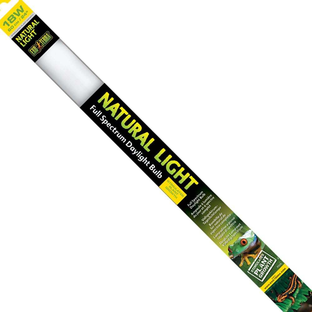 Exo Terra Natural Light, ideales Tageslicht für alle Reptilien, Amphibien, Wirbellosen und Pflanzen, Leuchtstoffröhre T8, 18W, 60cm, Gelb
