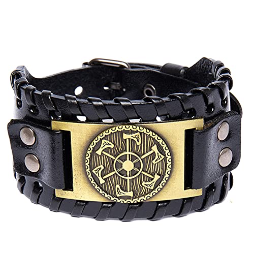 Bracelet ajustement parfait cuir véritable homme résistant style viking talisman