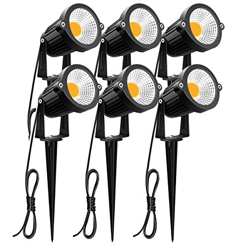 ZUCKEO 5W LED Landscape Spotlight 12V 24V Low Voltage Garden Light COB Outdoor Decorative Light Landscape Lights Low Voltage Lighting for Patio Garden Pathway Warm White (6 Pack?