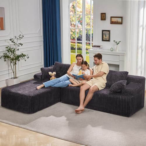 Hobestluk Modular Sectional Sofa Couches 108" L-Shape Couch 3 Seat Modular Sofa Memory Foam Sectional Couches for Living Room, Boneless Couch with Oversized Chaise (Grey, Left Facing) - Image 4