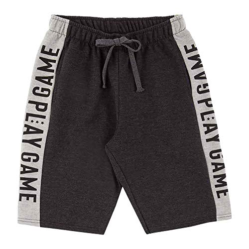 Bermuda Mescla Preto Juvenil Menino Moletom 39462-876 Bermuda Preto Juvenil Menino Moletom Ref:39462