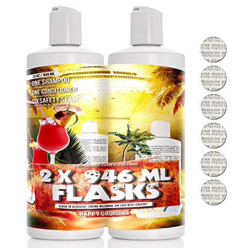 Covert Flasks 32oz Hidden Shampoo and Conditioner Alcohol Flask - Two Secret Realistic Flasks to Conceal Your Preferred Alcohol Anywhere You Go - Tamper Safety Seals Included