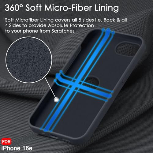 Image of TheGiftKart Liquid Silicone Back Cover Case for iPhone 16e | Soft Micro-Fibre Lining Inside | Camera & Screen Protection | Shockproof Back Cover Case for iPhone 16e (Silicone, Grey)