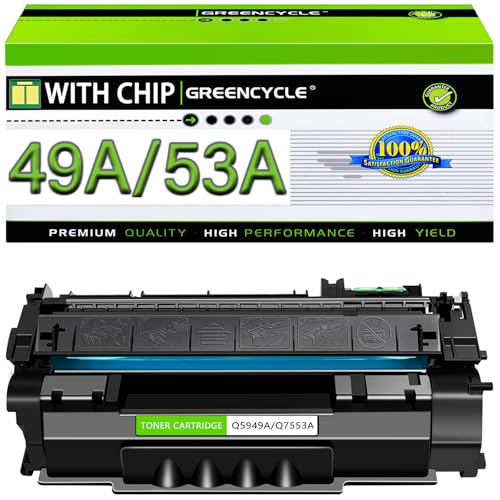 greencycle 49A 53A Compatible 1320 Toner Cartridge Replacement for HP Q5949A 53A Q7553A 49X Q5949X for HP Laserjet 1320n 3390 1160 1320tn 1320nw 3392 P2015 P2015dn M2727nf MFP Printer ( Black,1 Pack )