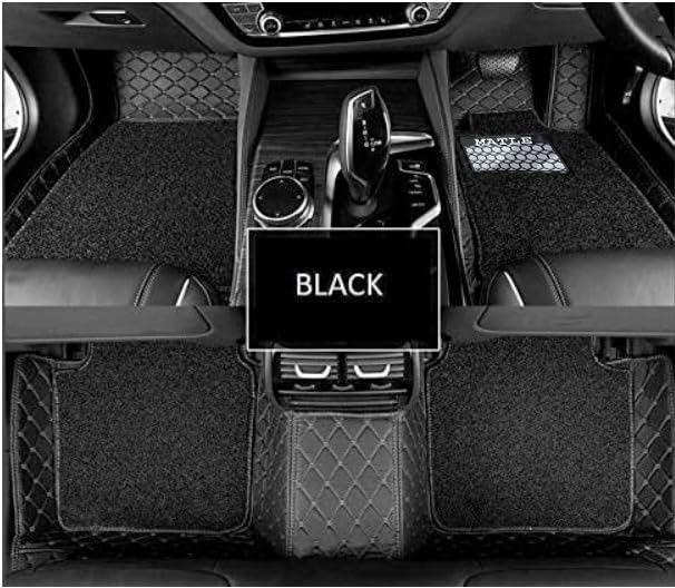 Image of Premium 7D Car Floor Mats Compatible for Hyundai Verna (2013-2016) ||Luxury Leather Double Layered Mat||Complete Set of 3Pcs||Waterproof and Washable||Color :-Black with Black (Black Grass)