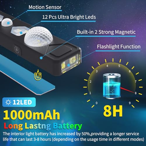 Carfib 80495JDD-2 Wireless Interior Car Lights With Remote Rgb Sound Control Ambient Neon Accent Starry Lighting Kits Usb Rechargeable Magnetic Underglow Led Atmosphere Lights thumb #3