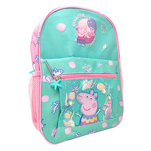 Mochila Escolar Grande Peppa Pig Mar 33cm Niña  Color Rosa