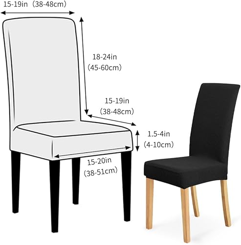 Miniatura 5 de FORCHEER Juego de 4 fundas negras para sillas de comedor, de tela jacquard, resistentes al agua, elásticas, lavables (paquete de 4, color negro