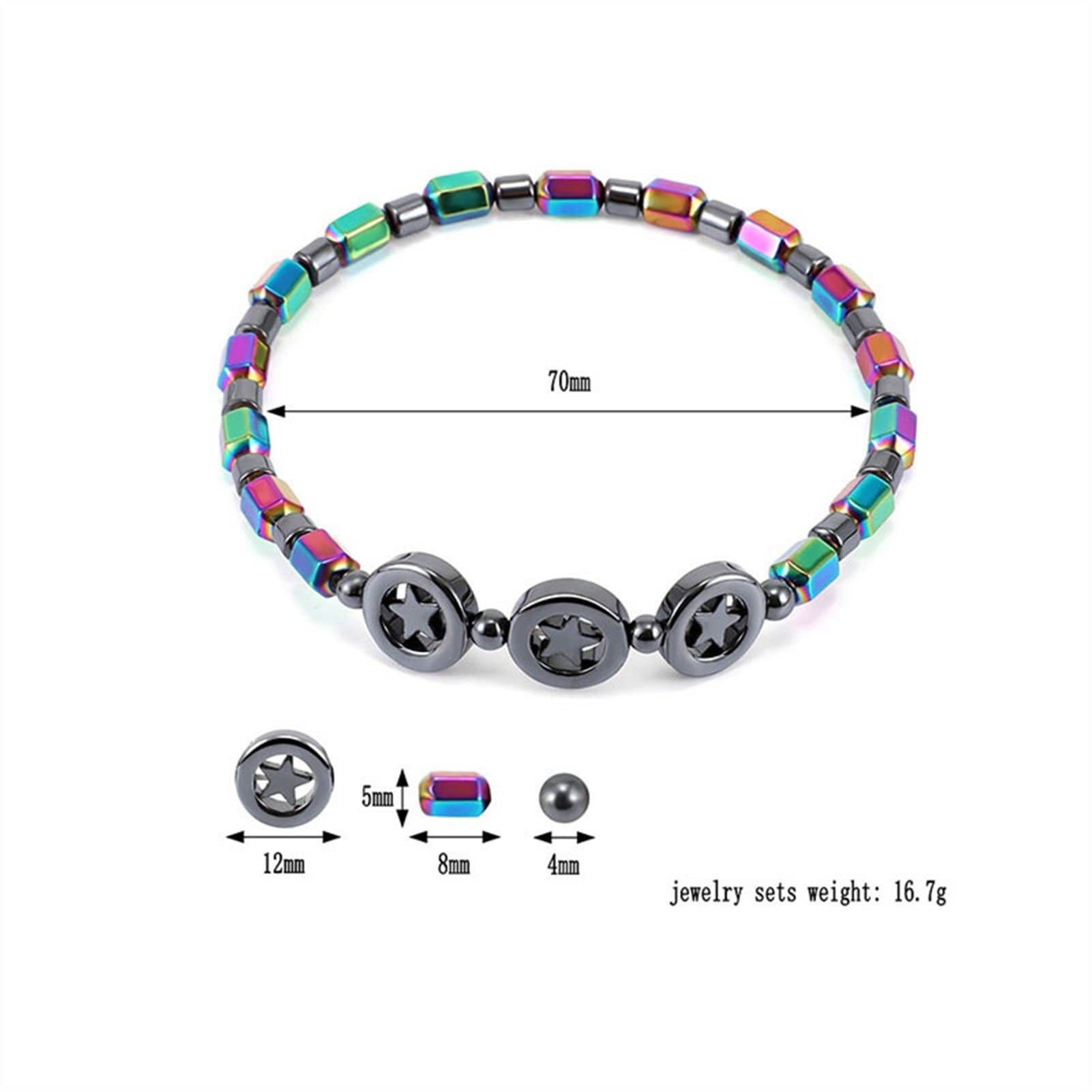 Fußkettchen Kreative manuelle Fußkettchen Kreis Stern magnetische Schwarze Stein galvanisierte Farbe Strand Legierung eingelegte Damen Fußkettchen Frauen Fußkettchen
