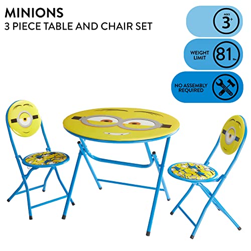 Image of Minions 3 Piece Foldable Round Table and Chair Set, Ages 3+