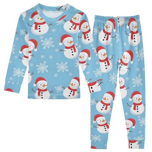 Pajama Sets Long Sleeve Snowman Santa Hat Snowflake Soft Comfy Sleepwear 2 Piece PJS 3-8T